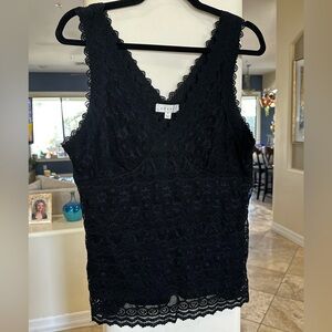 Women’s MED Adiva Black Lace Tank Top Style Blouse, Excellent Condition